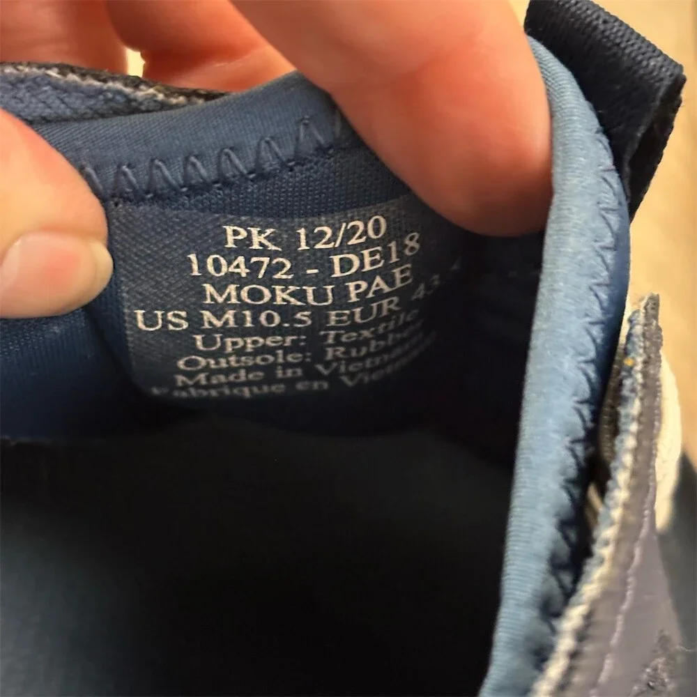 OluKai Moku Pae Men's Lace-Up Boat Shoes Trench Blue/Off White Size 10.5